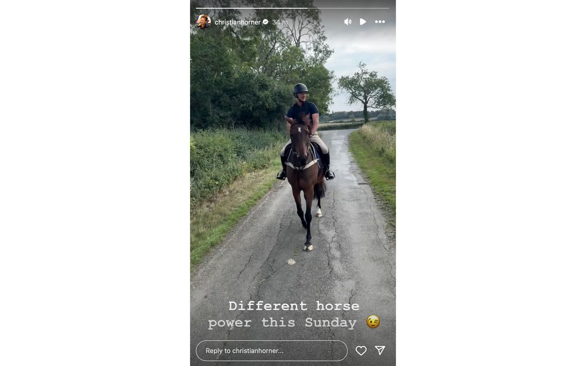 Christian Horner's Instagram story on July 27 | Source: Instagram/@christianhorner